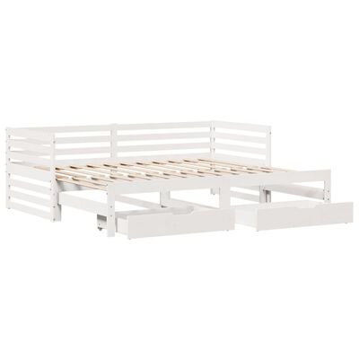 vidaXL daybed med skuffer 90x200 cm massivt fyrretræ hvid