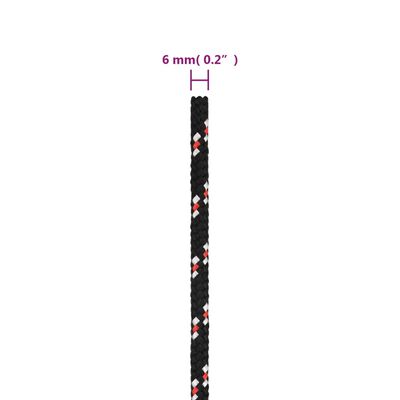 vidaXL tovværk til båd 6 mm 250 m polypropylen sort