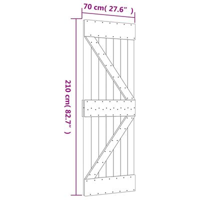 vidaXL skydedør med monteringssæt 70x210 cm massivt fyrretræ