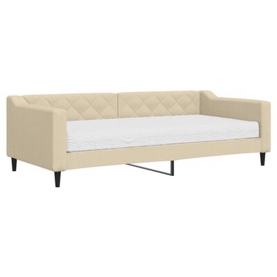 vidaXL daybed med madras 90x200 cm stof cremefarvet