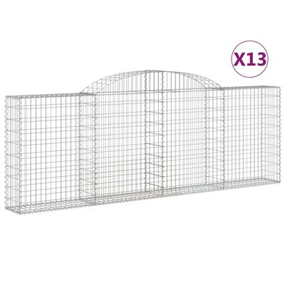 vidaXL buede gabionkurve 13 stk. 300x30x100/120 cm galvaniseret jern