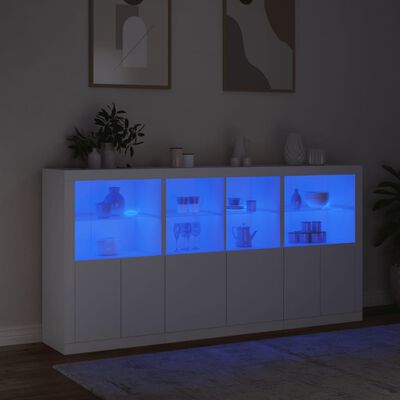 vidaXL skænk med LED-lys 202x37x100 cm hvid