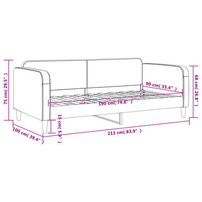 vidaXL daybed 90x190 cm stof lysegrå