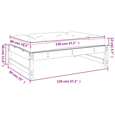 vidaXL udendørs fodskammel 120x80 cm massivt fyrretræ honningbrun