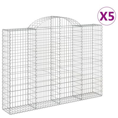 vidaXL buede gabionkurve 5 stk. 200x30x140/160 cm galvaniseret jern