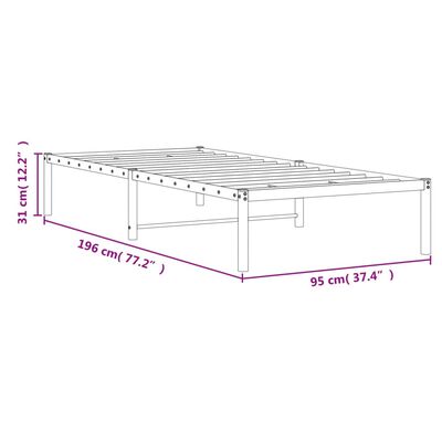 vidaXL sengeramme 90x190 cm metal sort