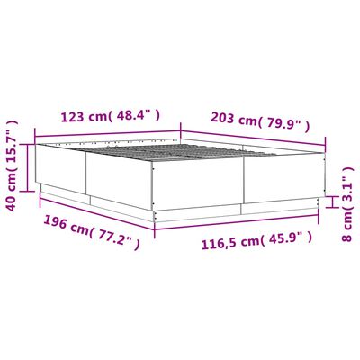 vidaXL sengestel 120x200 cm konstrueret træ grå sonoma-eg