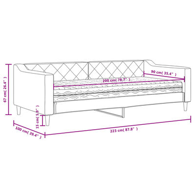 vidaXL daybed med madras 90x200 cm stof cremefarvet