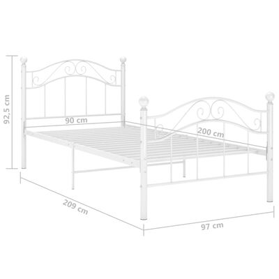 vidaXL sengestel 90x200 cm metal hvid