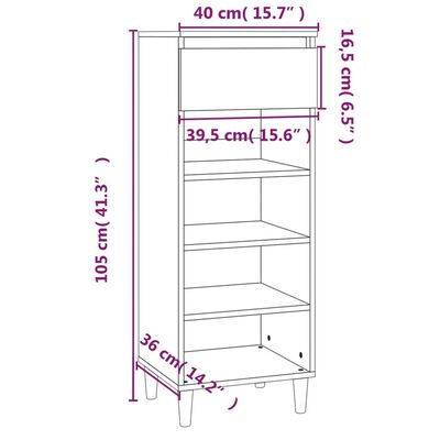 vidaXL skoskab 40x36x105 cm konstrueret træ grå sonoma-eg