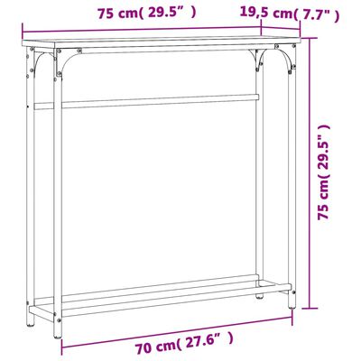 vidaXL konsolbord 75x19,5x75 cm konstrueret træ sort