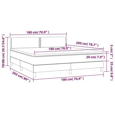 vidaXL kontinentalseng med madras 180x200 cm kunstlæder grå