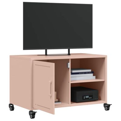 vidaXL tv-bord 68x39x43,5 cm koldvalset stål lyserød