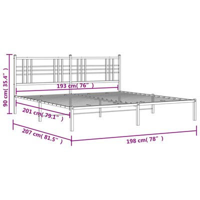 vidaXL sengeramme med sengegavl 193x203 cm metal hvid