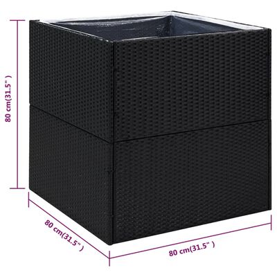 vidaXL plantekasse 80x80x80 cm polyrattan sort