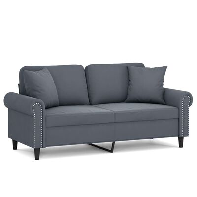 vidaXL 2-personers sofa med pyntepuder 140 cm velour mørkegrå