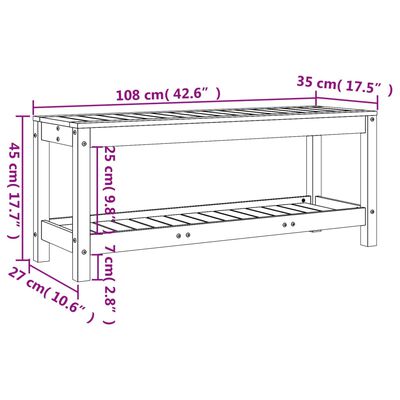 vidaXL havebænk 108x35x45 cm massivt douglasgran