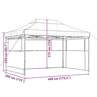 vidaXL foldbart pop up-festtelt med 3 sidevægge gråbrun