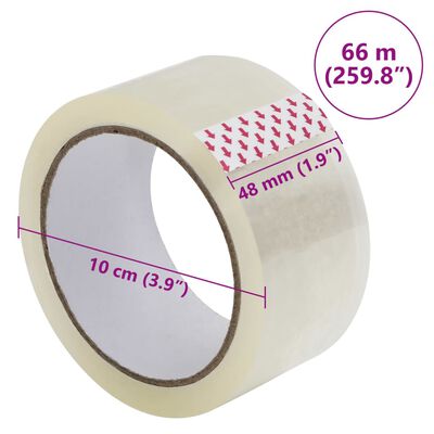 vidaXL pakketape 12 stk. 48 mm x 66 m transparent