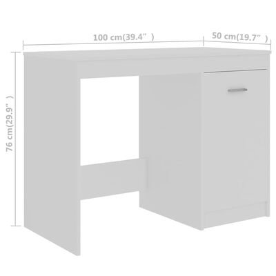 vidaXL skrivebord hvid 140x50x76 cm konstrueret træ