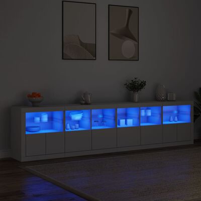 vidaXL skænk med LED-lys 283x37x67 cm hvid