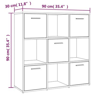 vidaXL bogreol 90x30x90 cm konstrueret træ røget egetræ