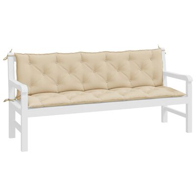 vidaXL hynder til havebænk 2 stk. 180x50x7 cm oxfordstof beige