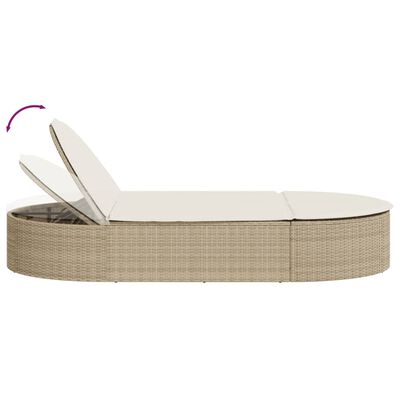 vidaXL solseng med hynder polyrattan beige