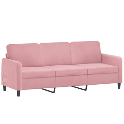 vidaXL 3-personers sofa med pyntepuder 180 cm velour pink