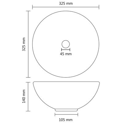 vidaXL luksuriøs håndvask 32,5x14 cm rund keramisk mat lyserød