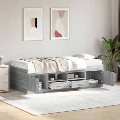 vidaXL daybed med skuffer uden madras 90x190 cm grå sonoma-eg