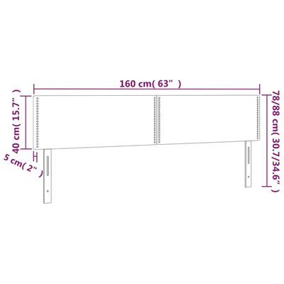 vidaXL sengegavl med LED-lys 160x5x78/88 cm kunstlæder sort