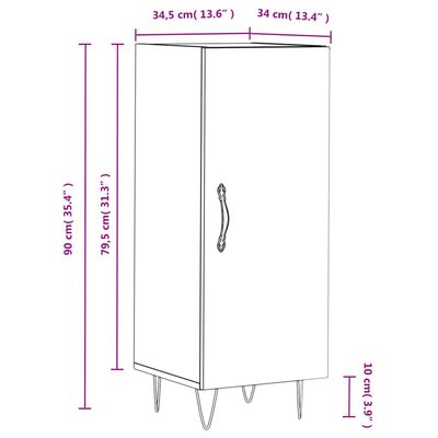 vidaXL skænk 34,5x34x90 cm konstrueret træ hvid