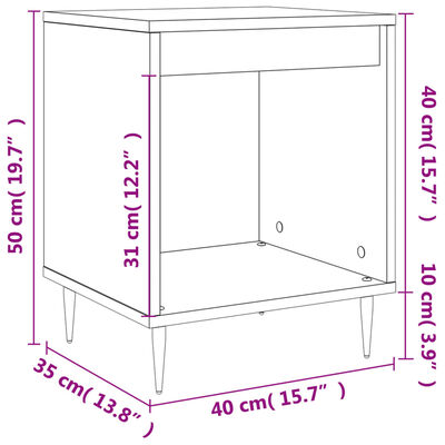 vidaXL sengeborde 2 stk. 40x35x50 cm konstrueret træ hvid