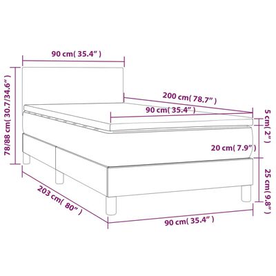 vidaXL kontinentalseng med madras 90x200 cm stof lysegrå