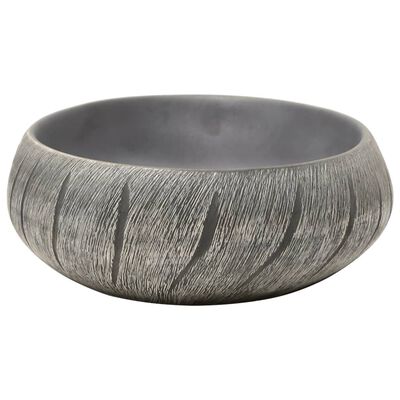 vidaXL håndvask til bordplade 59x40x15 cm oval keramik sort og grå