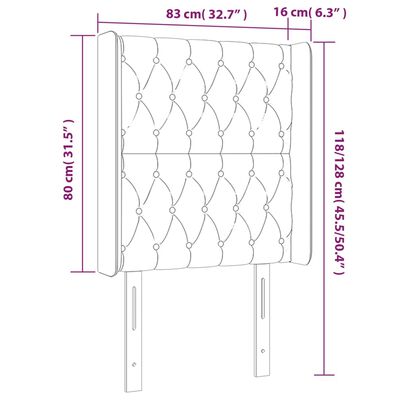 vidaXL sengegavl med kanter 83x16x118/128 cm stof sort