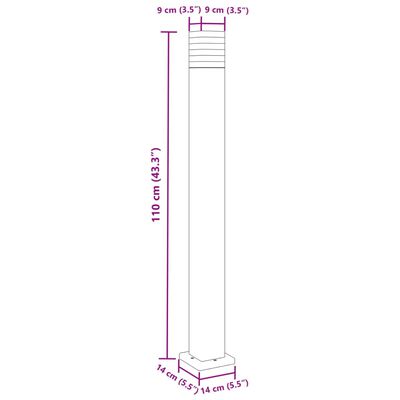 vidaXL udendørs standerlampe 110 cm aluminium sort