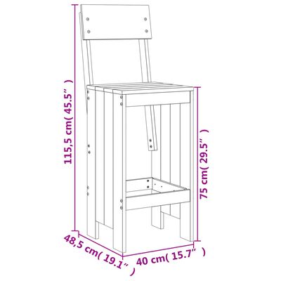 vidaXL barstole 2 stk. 40x48,5x115,5 cm massivt douglasgran