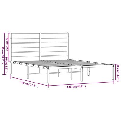 vidaXL sengeramme med sengegavl 140x190 cm metal hvid