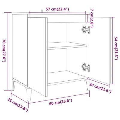 vidaXL skænk 60x35x70 cm konstrueret træ grå sonoma-eg