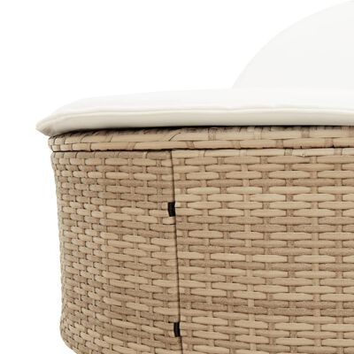 vidaXL solseng med hynder polyrattan beige