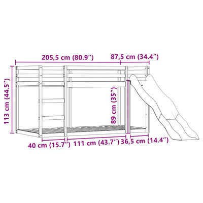 vidaXL køjeseng med rutsjebane og forhæng 80x200 cm blå