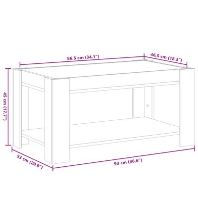 vidaXL sofabord med LED-lys 93x53x45 cm konstrueret træ grå sonoma-eg