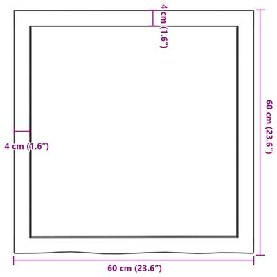 vidaXL bordplade til badeværelse 60x60x(2-4) cm massivt træ lysebrun