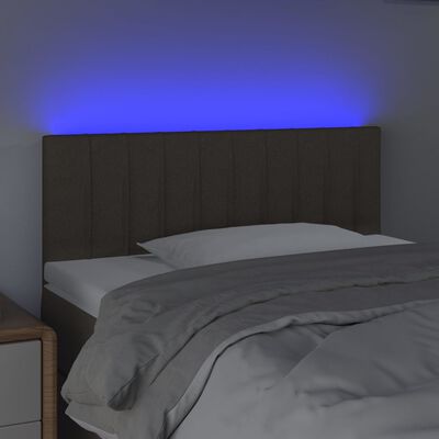 vidaXL sengegavl med LED-lys 80x5x78/88 cm stof gråbrun