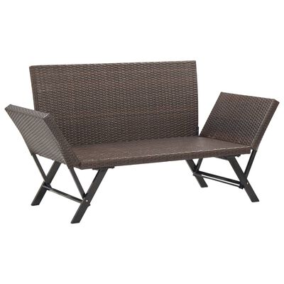 vidaXL havebænk med hynder 176 cm polyrattan brun