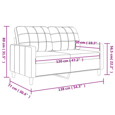 vidaXL 2-personers sofa 120 cm stof lysegul