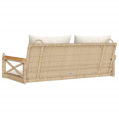 vidaXL havebænk med hynder 109x62x40 cm polyrattan beige