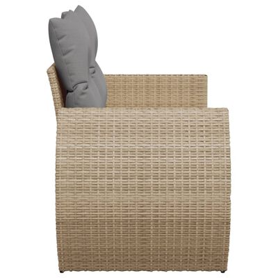 vidaXL 2-personers havesofa med hynder polyrattan beige